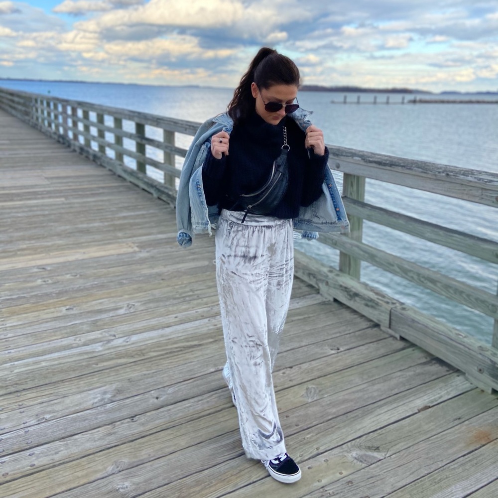 Anthropologie Velvet Wide Leg Pants